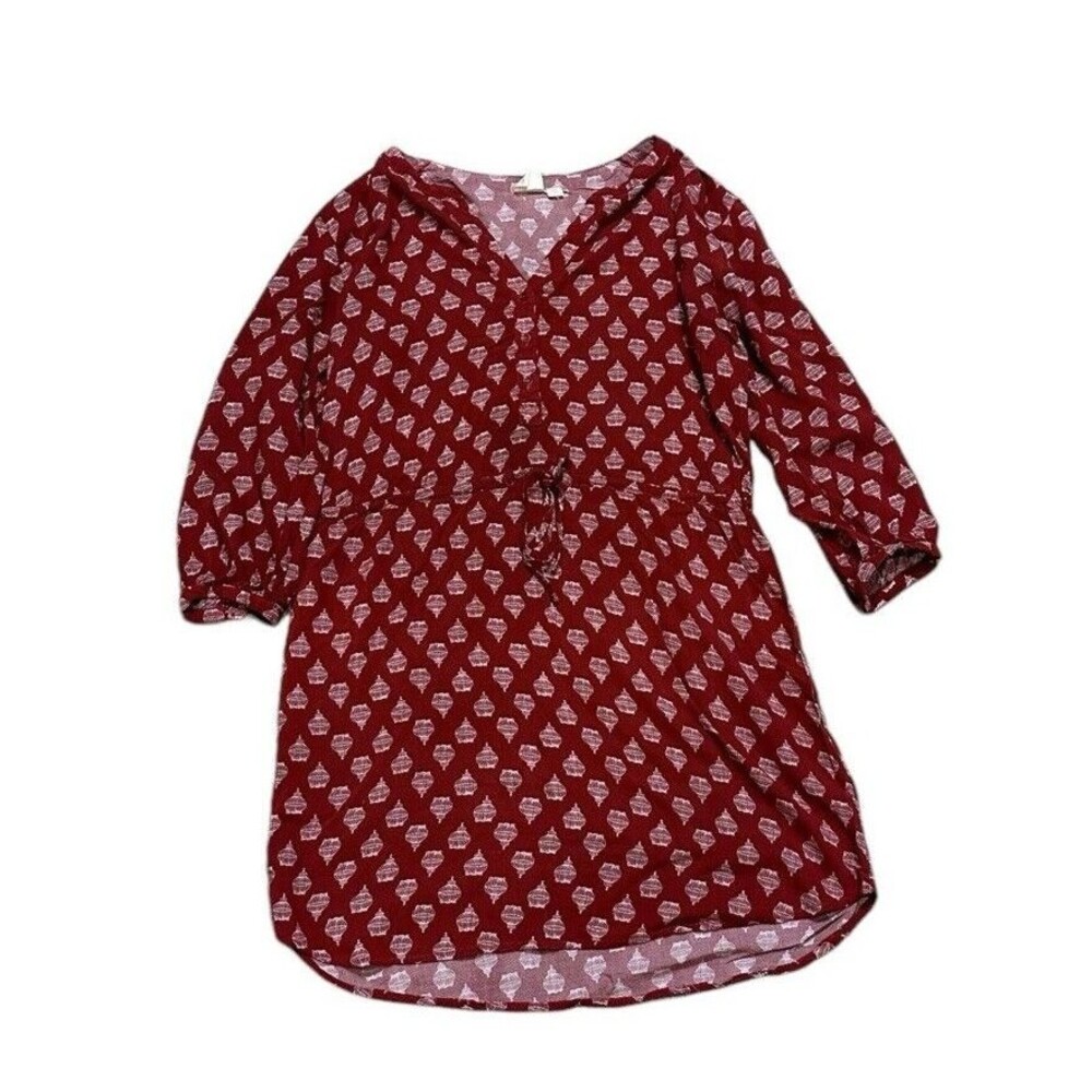 Shirt dress L Maroon Drawstring Waist 3/4 sleeve light minimalist boho